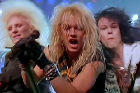 Screen shot from Poison's video for Nothin' But a Good Time