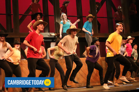 High school students from all over the region rehearse Footloose on stage at the St. Jacobs Country Playhouse<