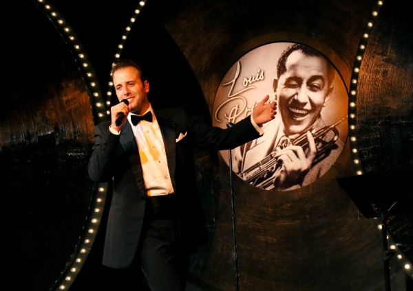 Michael Vanhevel in The Crooner, Drayton Entertainment, 2022 Season. Conceived and Directed by Alex Mustakas, Musical Arrangements by Mark Payne, Music Direction by Jim Hodgkinson, Set Design by Dayton Taylor, Costume Design by Jenine Kroeplin, Lighting Design by Jeff JohnstonCollins, Stage Manager Nadene Riehl, Apprentice Stage Manager Molly Mück.