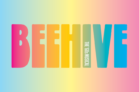 Drayton's logo for 'BEEHIVE'. A pastel rainbow background with 60's style text