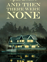 Agatha Christie's And Then There Were None appears in bold silver letters against a dark blue starry background, illuminated by a soft spotlight that creates a theatrical, Broadway-inspired atmosphere.